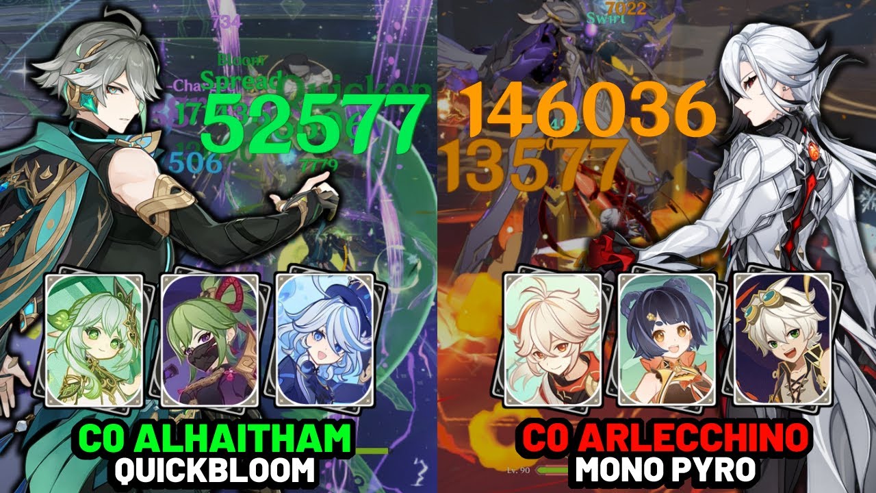 C0 Alhaitham Quickbloom, C0 Arlecchino Mono Pyro - 4.6 Abyss Floor 12 Showcase