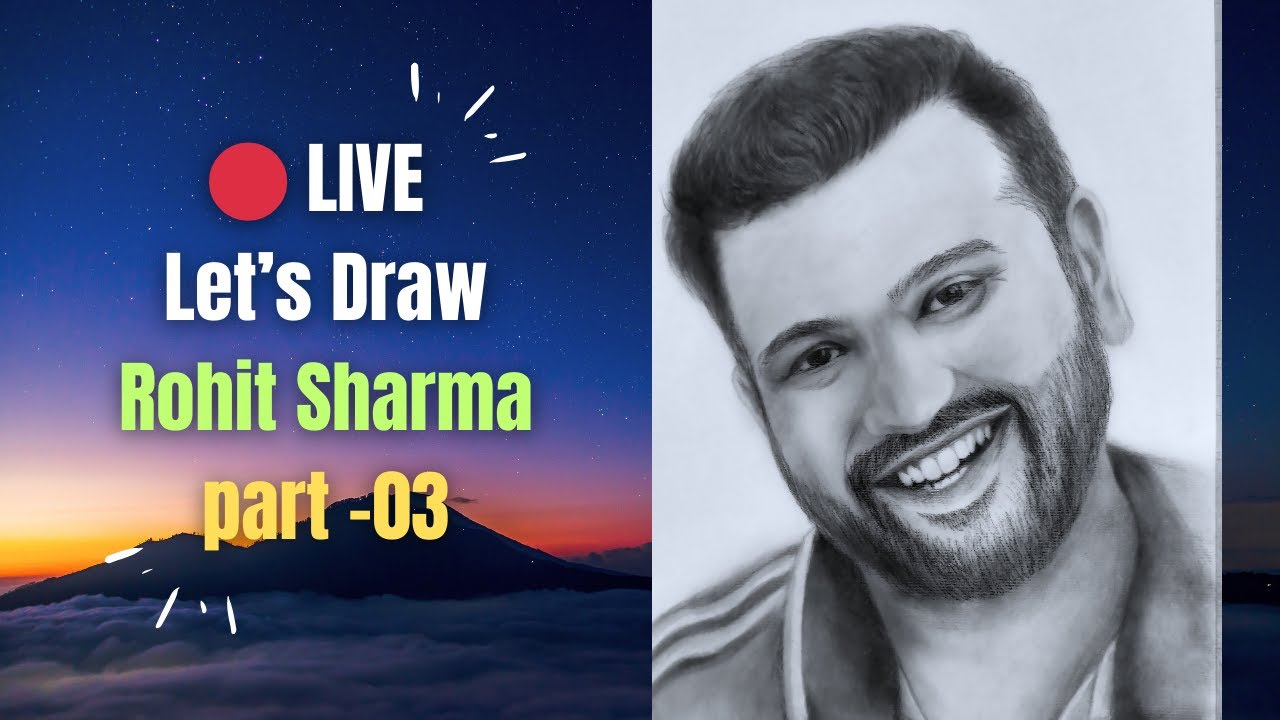 Rohit Sharma Portrait Live | Full Face Shading & Complete Look (Part 3)