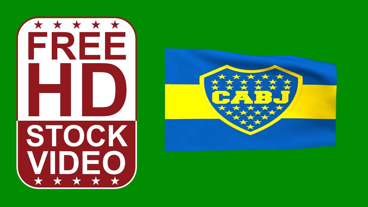 Free Stock Videos &ndash; Boca Juniors logo flag waving on green screen 3D animation