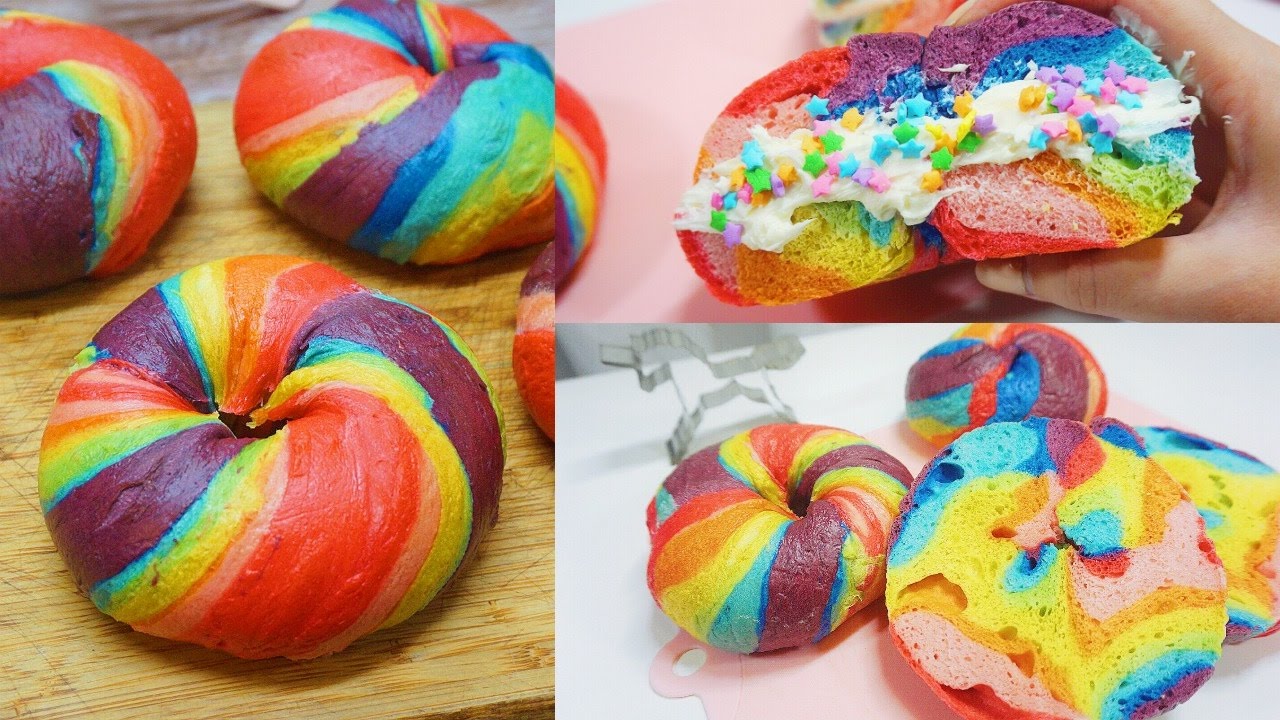 Unicorn Rainbow Bagels Recipe