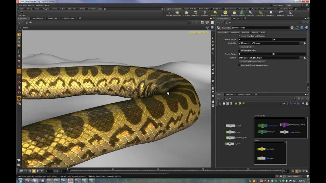 Piranhaconda - Houdini SOPs Muscle and Wrinkles Tutorial