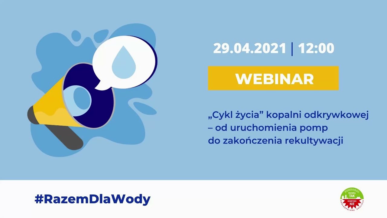 Funkcjonowanie kopalni odkrywkowej od uruchomienia pomp do zakończenia rekultywacji.