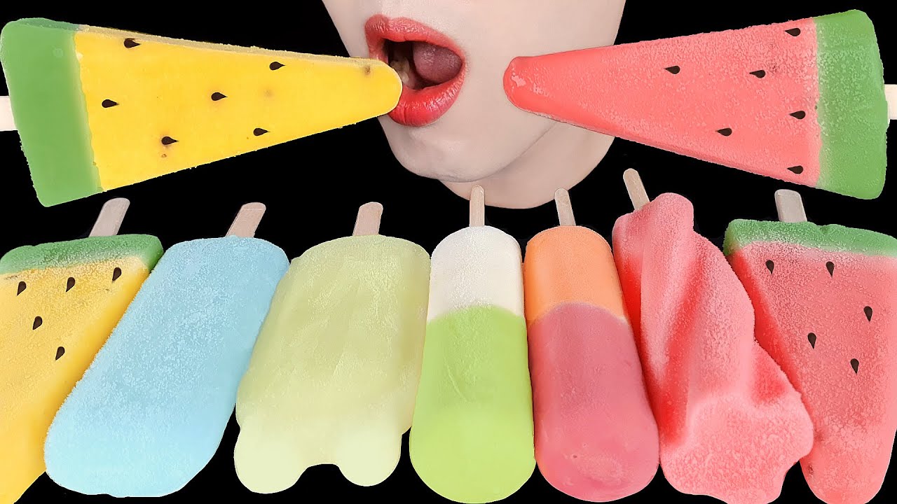 ASMR ICE CREAM *WATERMELON, RAINBOW STICK BAR* MUKBANG 수박바, 레인보우 스틱바 먹방 NO TALKING EATING SOUNDS