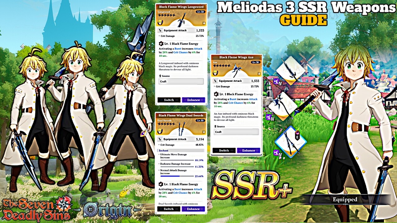 Самый быстрый способ получить Мелиодаса с 3 SSR-оружиями в Seven Deadly Sins: Origin: полное руко...