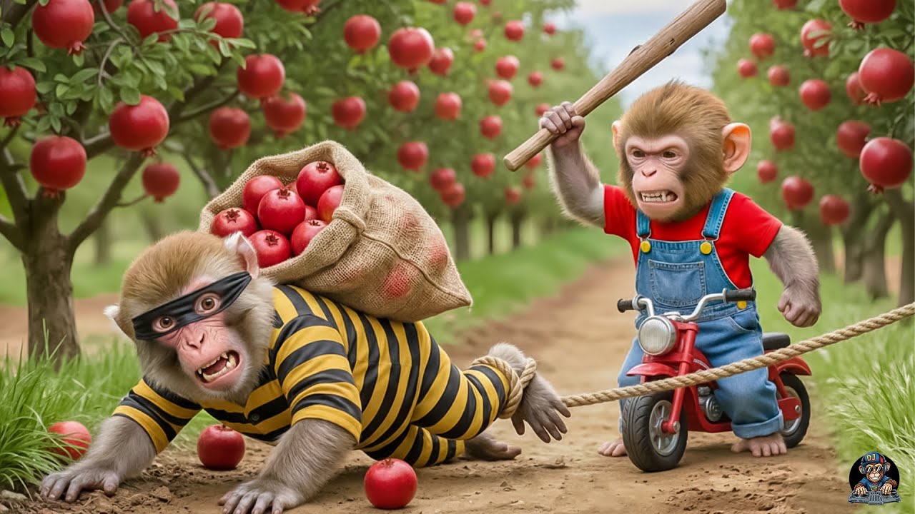 🐒YoYo the monkey's fruit harvest turns into chaos😱He discovers a thief and begins a thrilling chase!