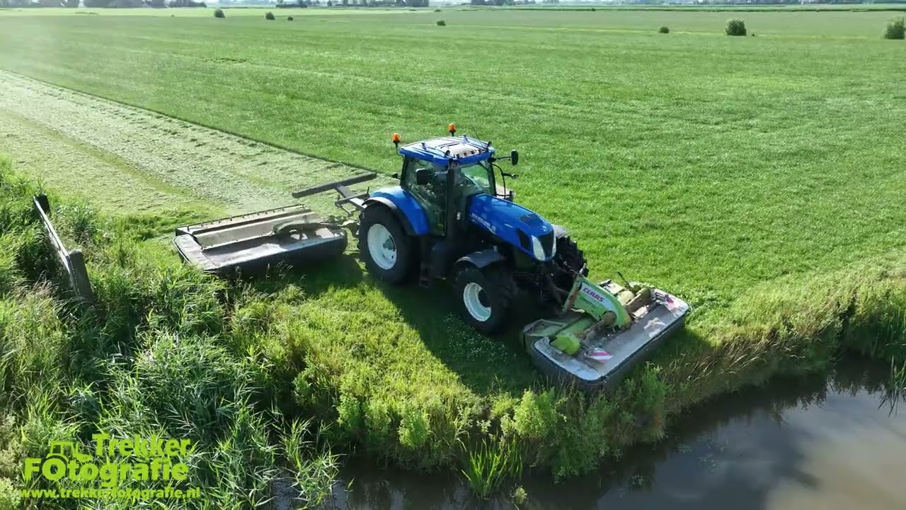 Gras maaien | Okkema | Mowing Grass | Gras Mähen | New Holland + Claas