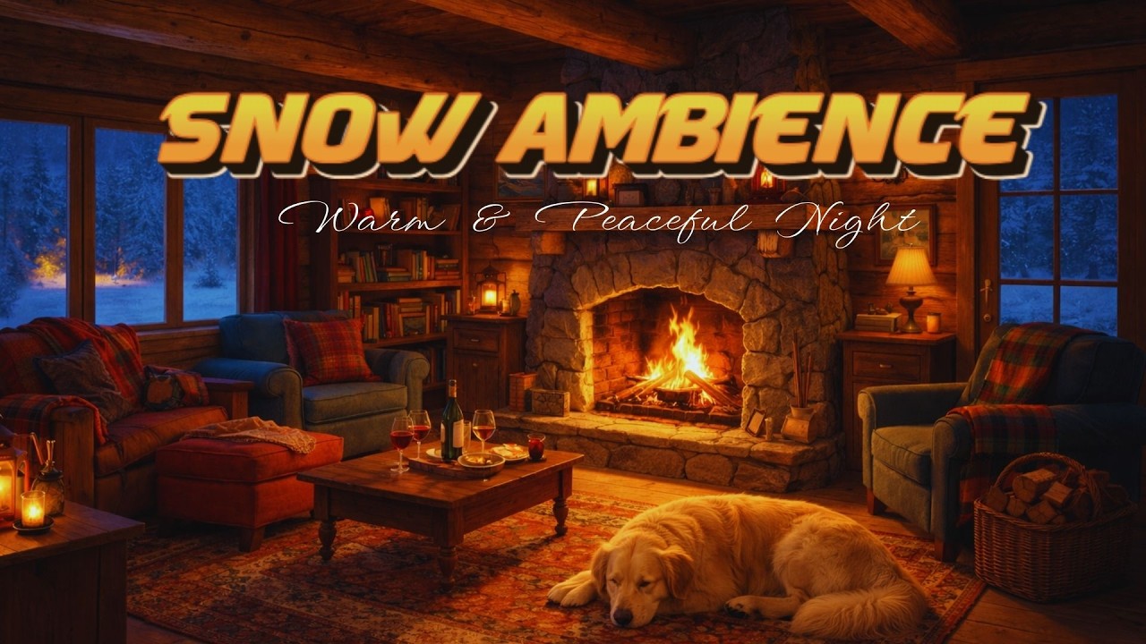 Deep Sleep in a Cozy Winter Cabin ❄️ Fireplace Crackling & Blizzard Sounds
