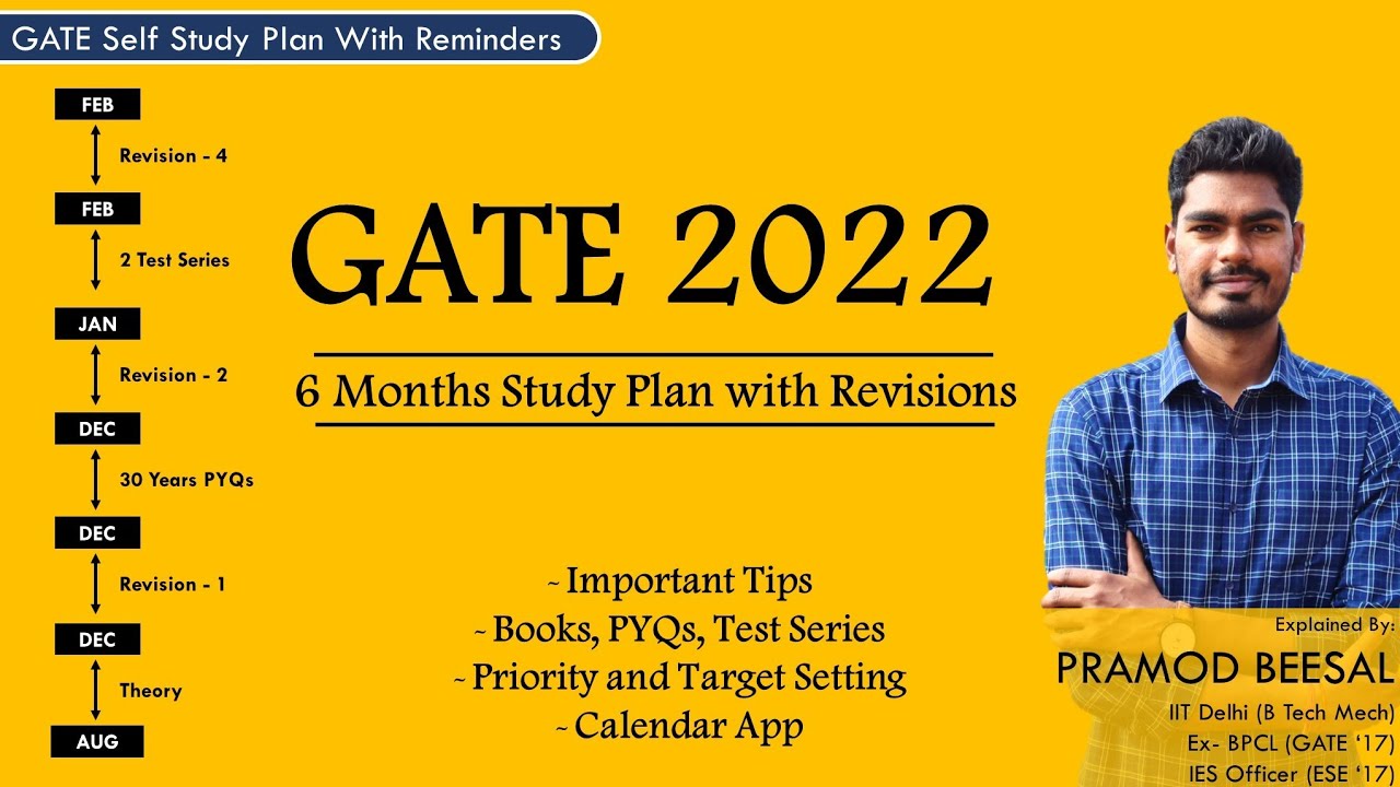 GATE 2022 Self Study Plan | Gate 6 Months Strategy | 4 Revisions | 2 Test Series | by Pramod Beesal