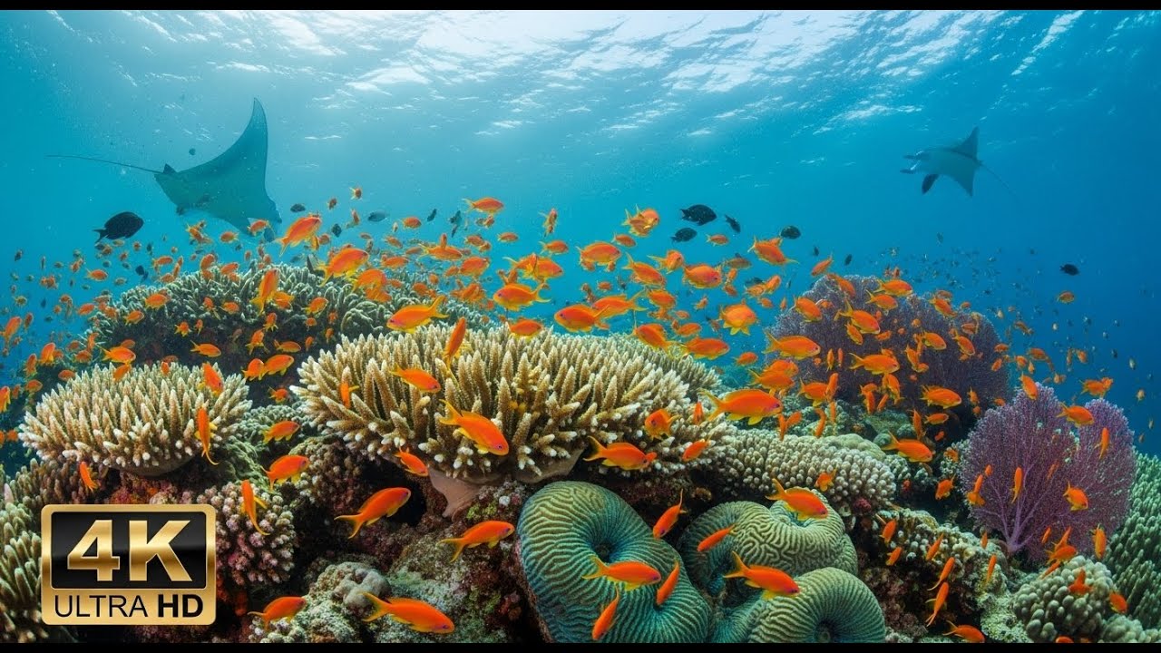 🐠 Aquarium Relaxation Video 4K – Peaceful Coral Reef Fish with Ambient Music