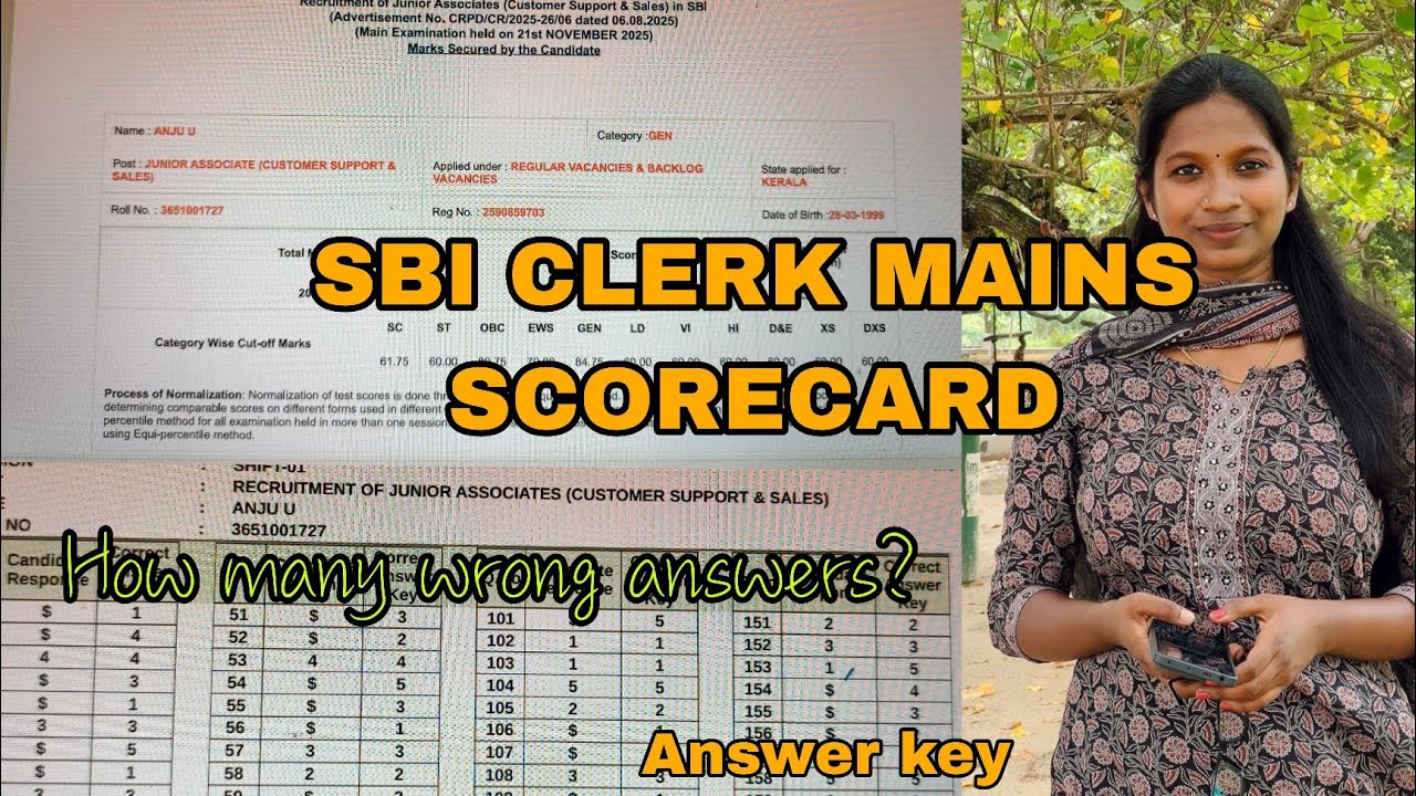 SBI CLERK MAINS SCORECARD ✨MY Score? How many wrong answers? #sbiclerk #bankexam2026 