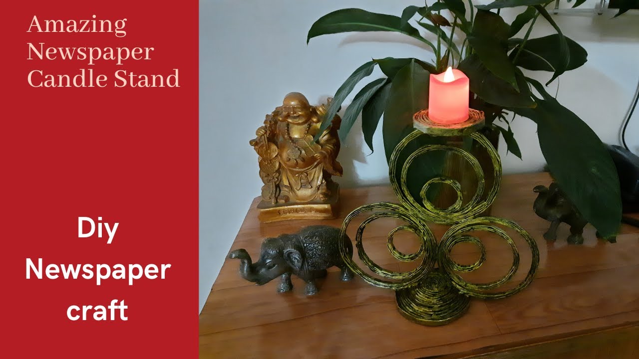 🕯️ Amazing DIY Newspaper Candle Stand | Best Out of Waste Craft Idea DIY Diwali ideas