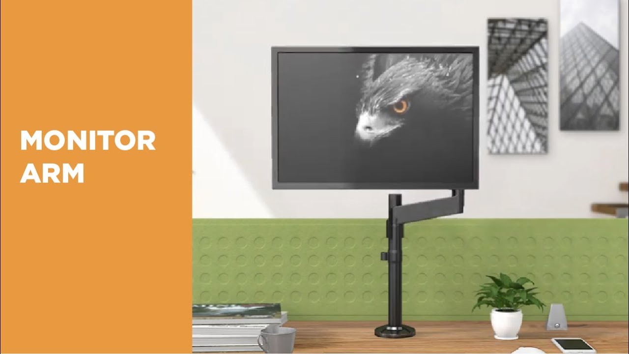 Single Monitor Aluminum Slim Mechanical Spring Monitor Arm Features Animation- LDT20-C012 [LUMI]