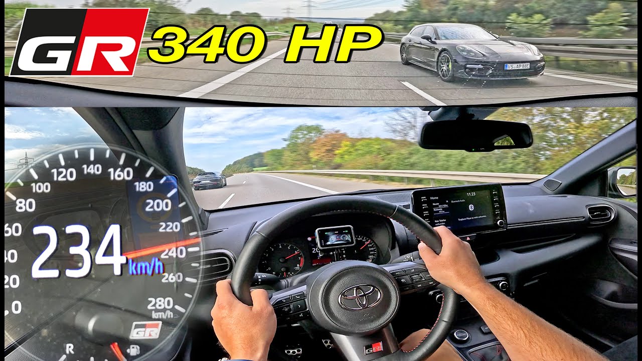 340HP Toyota GR Yaris meets PANAMERA TURBO S on AUTOBAHN