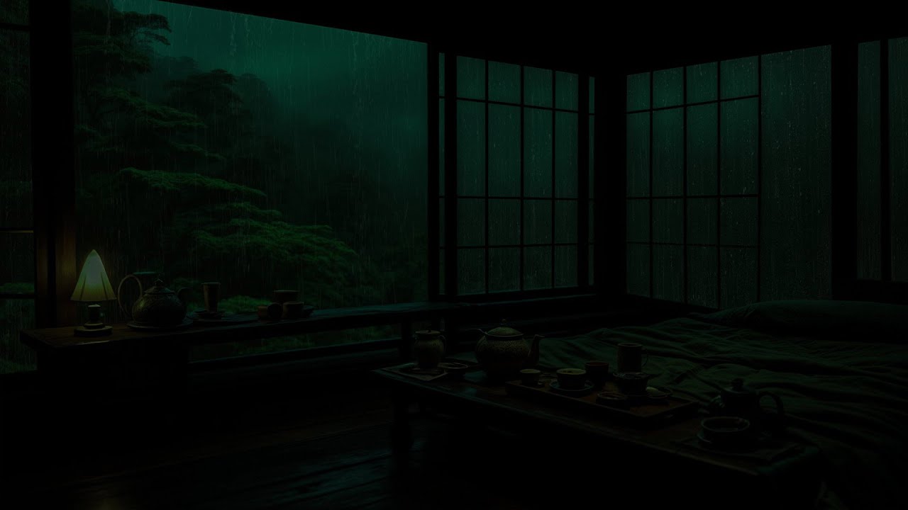Tranquil Rain in a Silent Garden 🌧 No Ads | Dark Cozy Bedroom for Falling Asleep Instantly