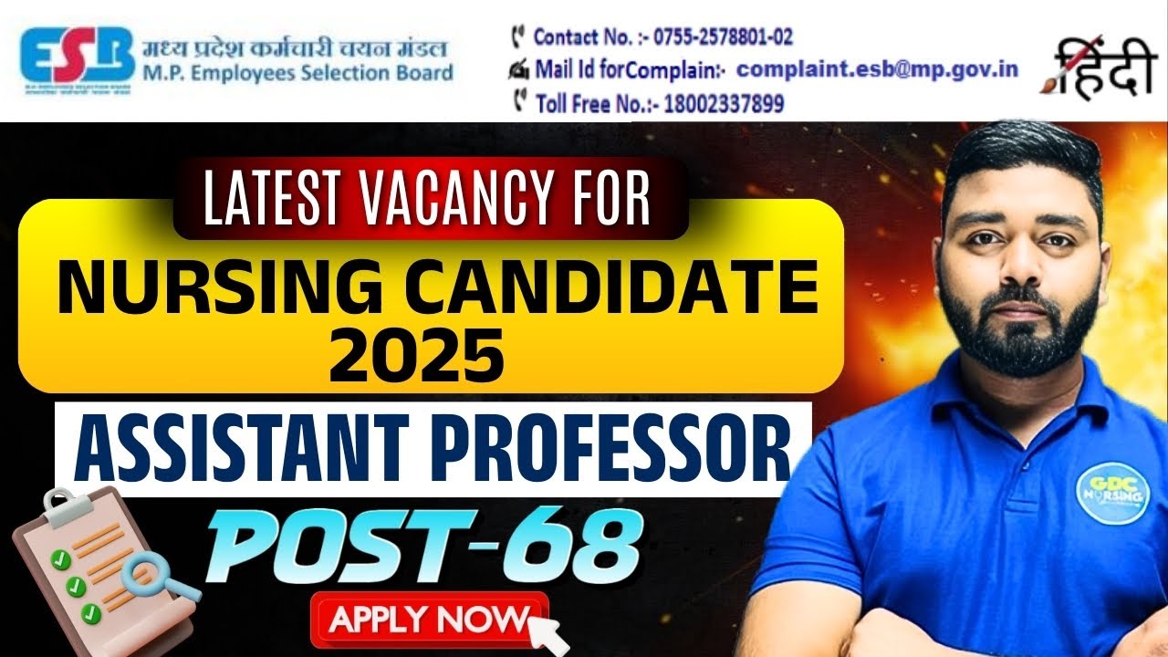 MPESB Nursing Assistant Professor Vacancy 2025 | 68 Posts | Complete Details