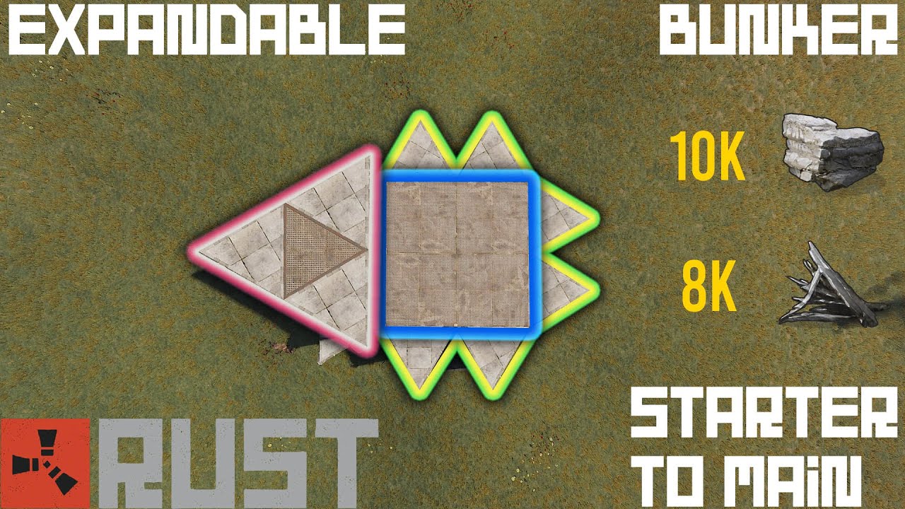 Rust Base Design - 2x2 Bunker Base Design - Base Template w/Drop Down Bunker