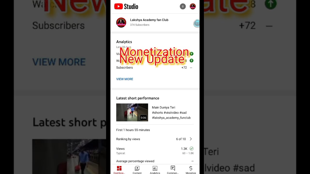 youtube studio new update 2022 || yt studio new update monetization #shorts #viralvideo #indiano1