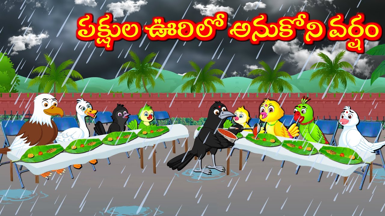 పక్షుల ఊరిలో అనుకోని వర్షం  Telugu Moral Stories | Telugu Kathalu | Tuni Cartoon  Stories