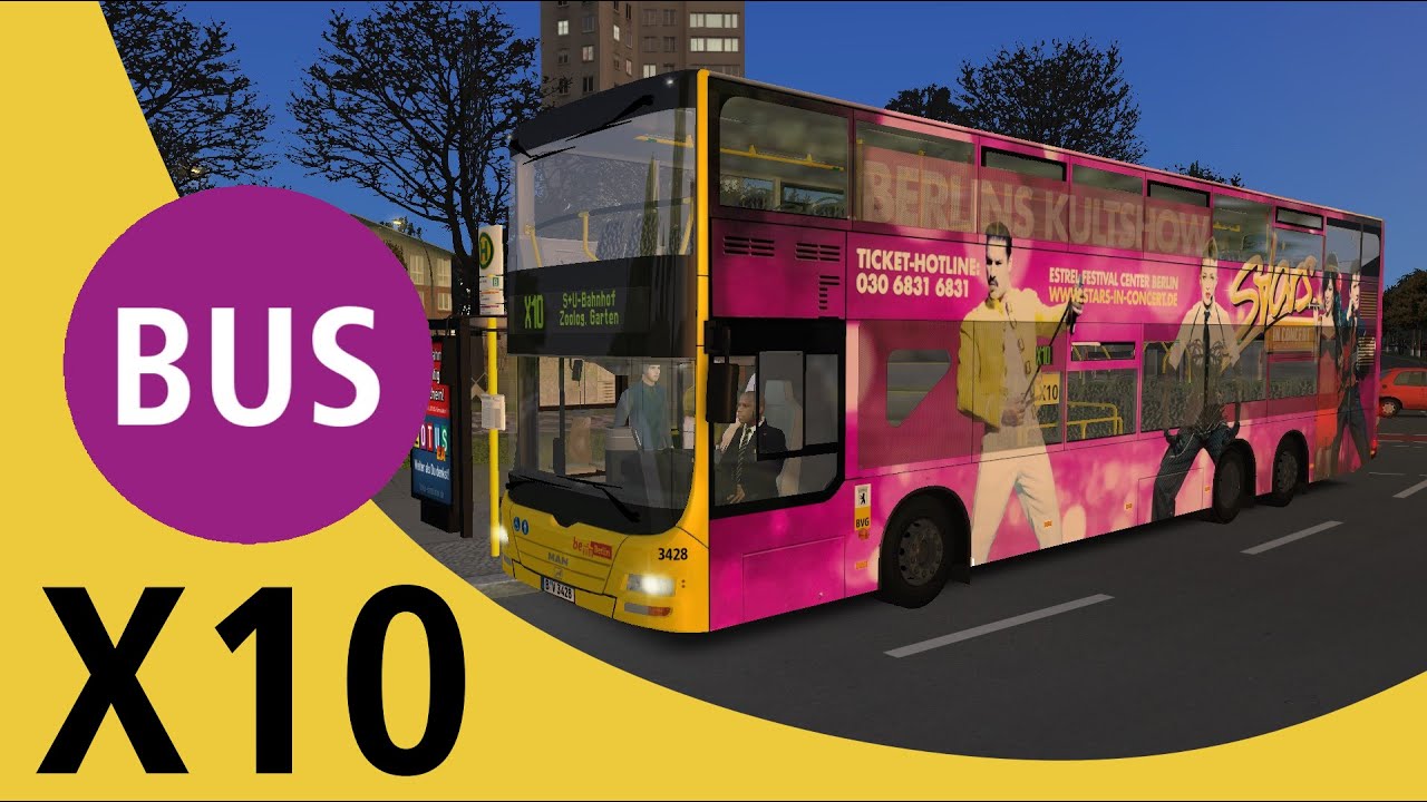 OMSI 2 - BVG Bus Linie X10 - MAN DL08 3428 - Von Rammrath-Brücke zur Hertzallee - "Stars in Concert"