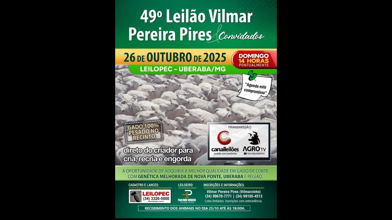 CANAL LEIL&Otilde;ES | 49&ordm; LEIL&Atilde;O VILMAR PEREIRA PIRES & CONVIDADOS (26/10/2025)