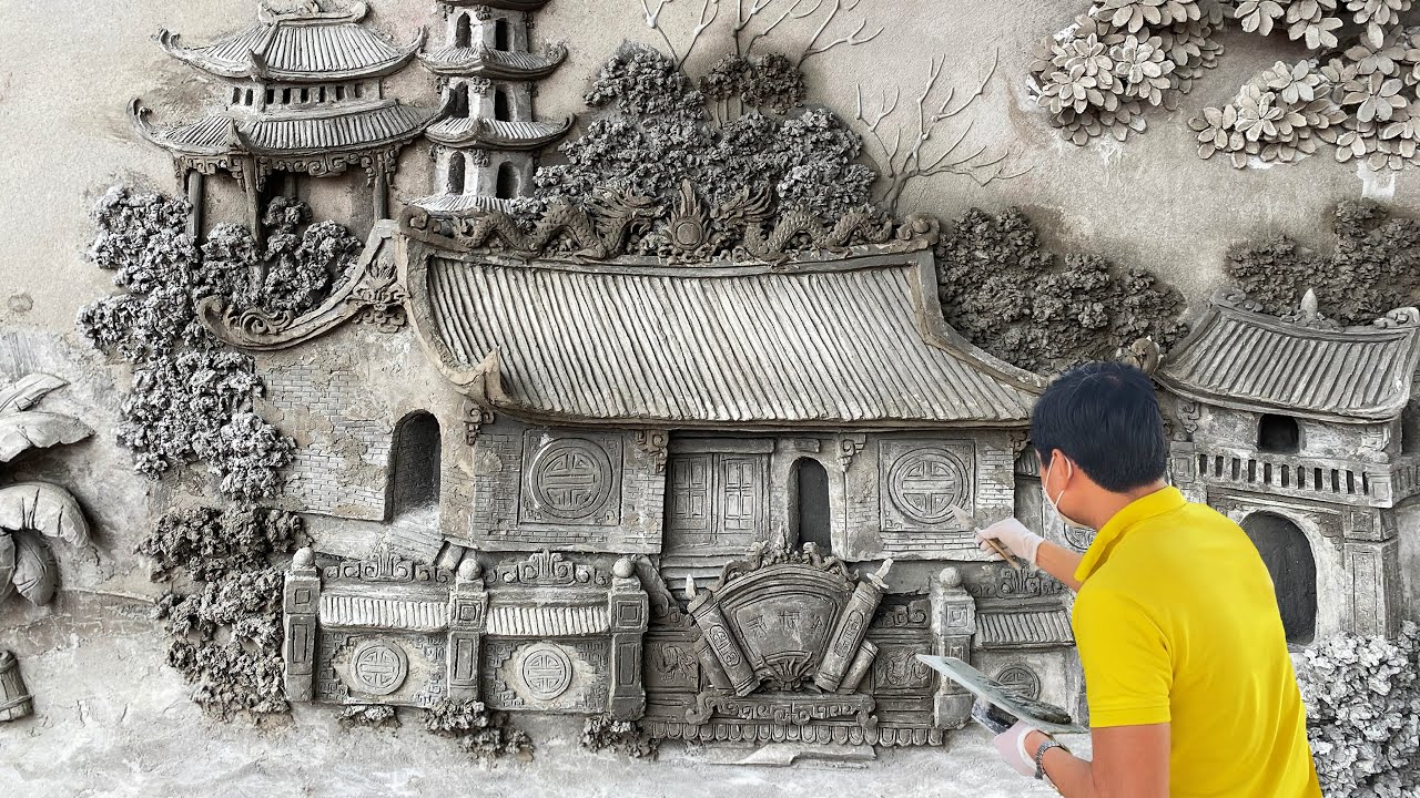 Вы удивитесь, как он делал объемные рельефные картины из цементного песка - Art VN