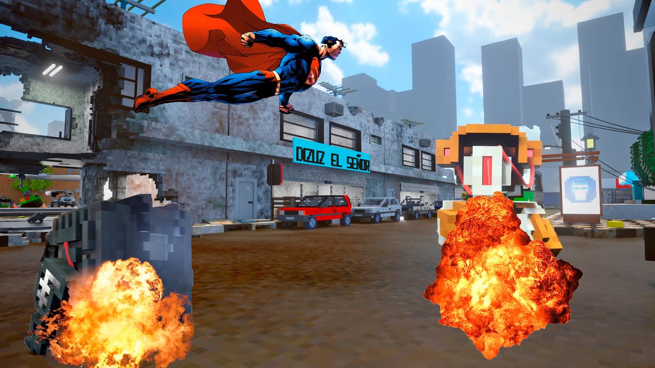 Superman Fight with Robots in the City Teardown