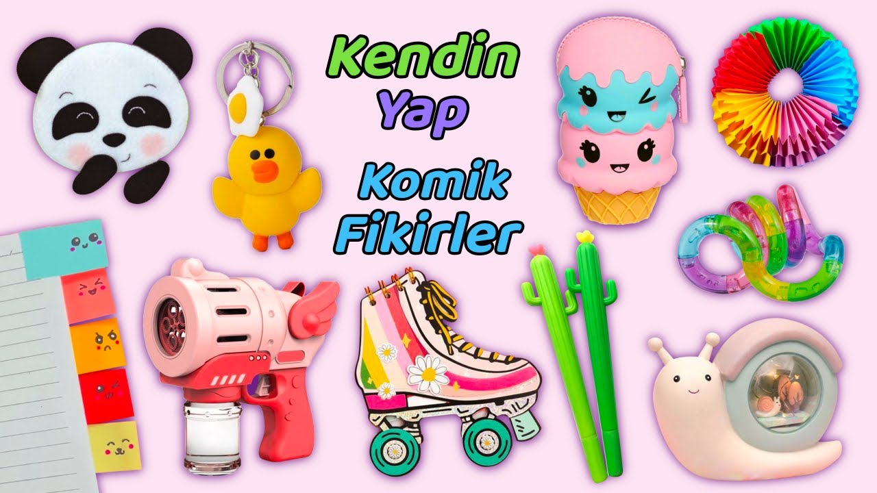 12 KENDİN YAP KOMİK EL İŞİ FİKİRLERİ - Kağıttan Sihirli El İşleri - Okul Gereçleri ve daha fazlası..