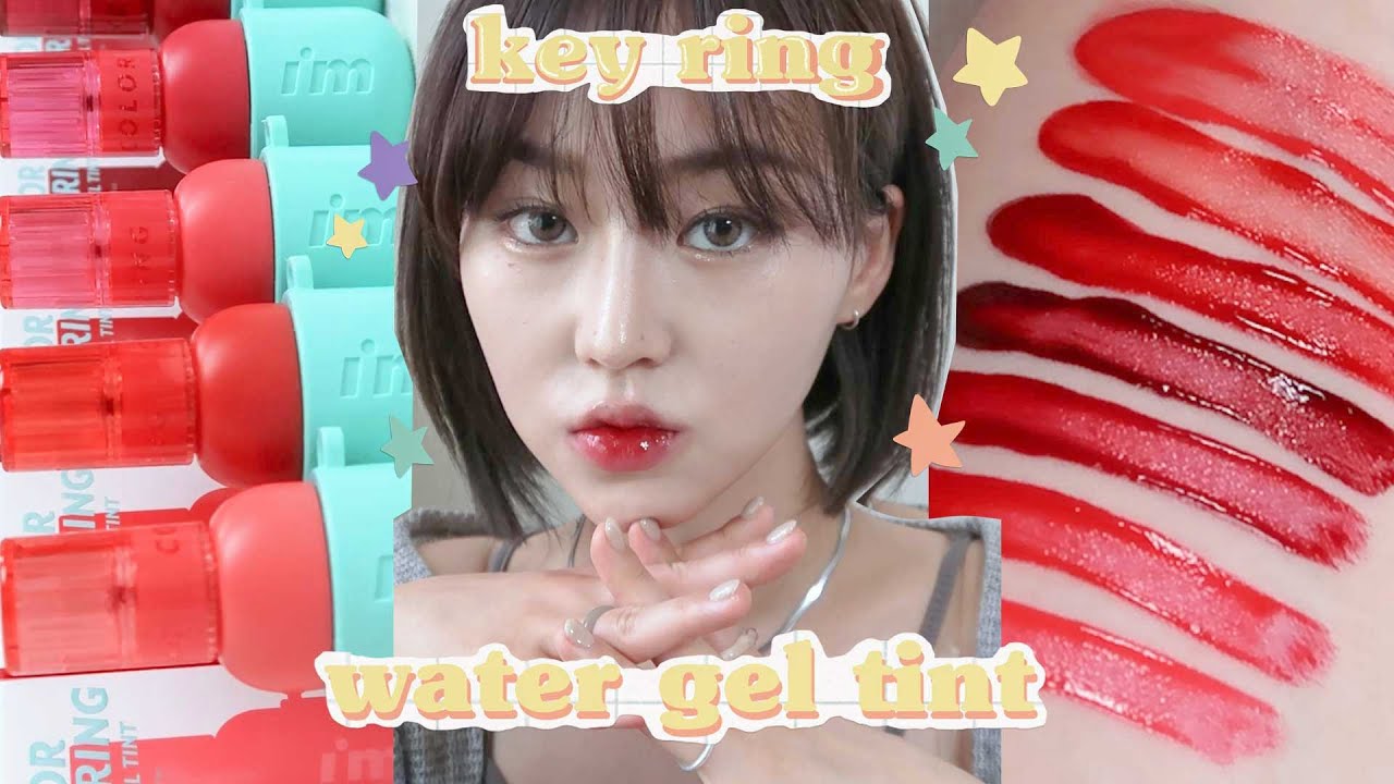 묻어남 없는 틴트🌈아임미미 키링 워터 젤틴트 𝗥𝗘𝗩𝗜𝗘𝗪 I Memebox I'm meme Color Key Ring Water Gel Tint Lip Swatch