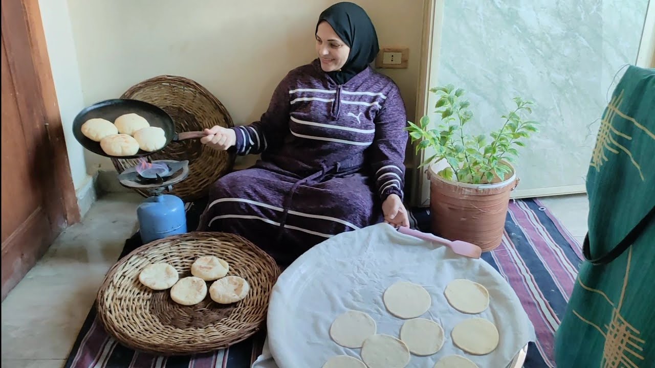 العيش الشامي من غير فرن 👈 25رغيف نص كيلو دقيق👉 مخبوزات سحور رمضان 💪