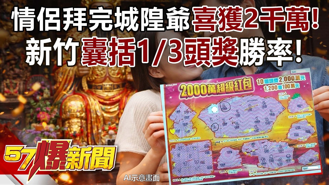 情侶拜完城隍爺「隨手一刮」喜獲2千萬！新竹囊括1/3頭獎勝率！  - 丁學偉 徐俊相《57爆新聞》20260226-5