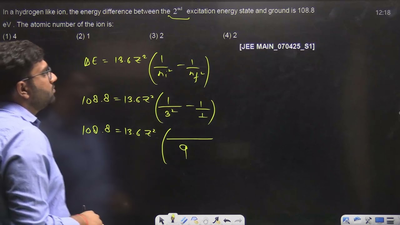 In a hydrogen like ion, the energy difference between  07 APR 2025 SHIFT-1 JEE MAIN PYQ