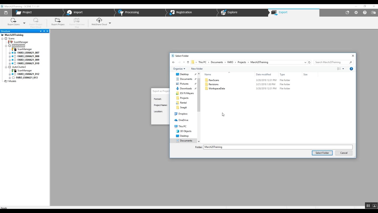 Atlantic Laser Scanning Tutorial FARO SCENE Exporting Part of a Project in Recap