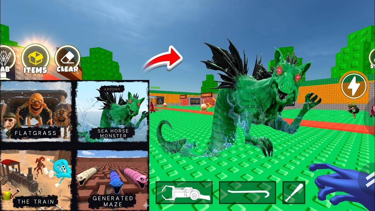 Nextbots in playground mod updated new seahourse monster poppy playtime 😱 chasing nextbots 🔥