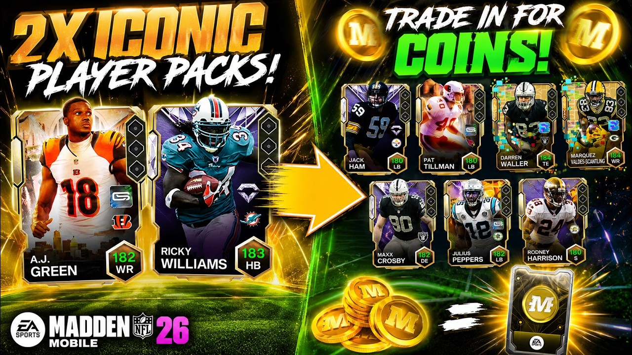 TRADING ALL MY PLAYERS FOR COINS! ICONIC PLAYER PACK OPENING! (MADDEN MOBILE 26)