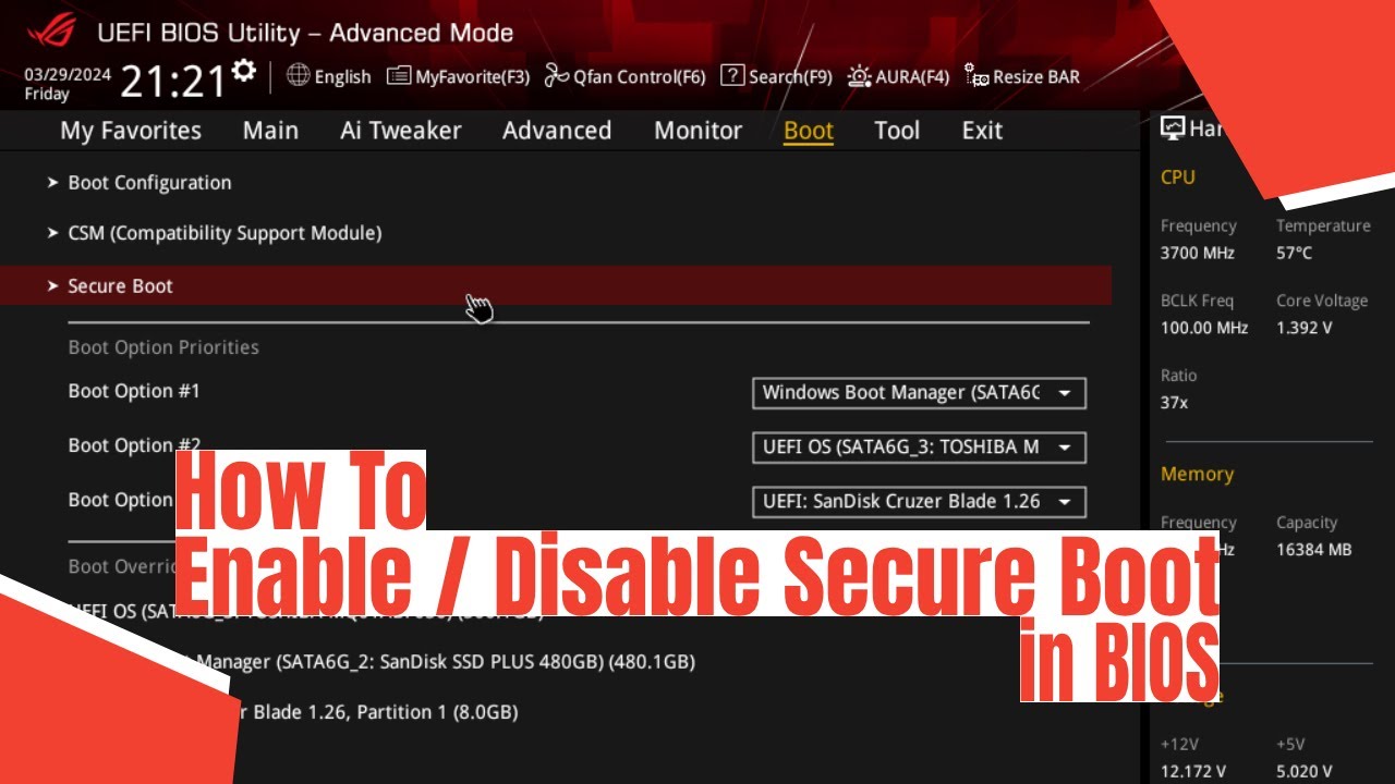 How To Enable / Disable Secure Boot in BIOS