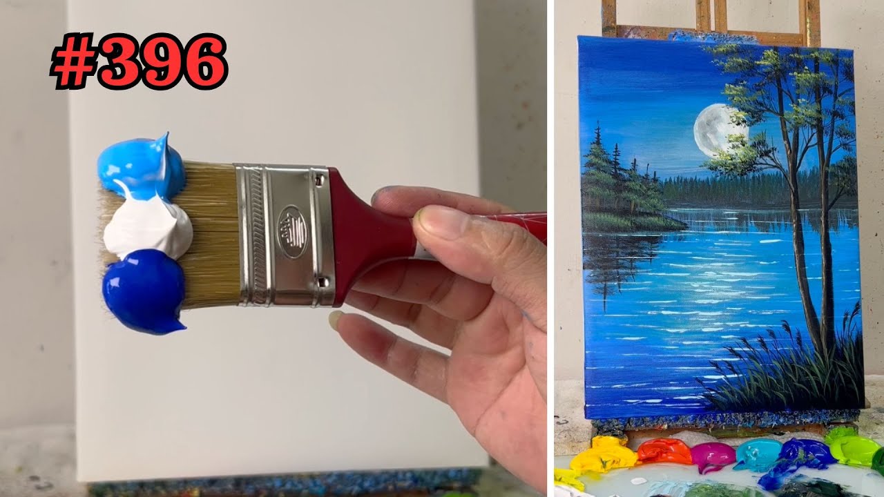 Step-by-Step Acrylic Landscape | How to Paint a Beautiful Lake View #396