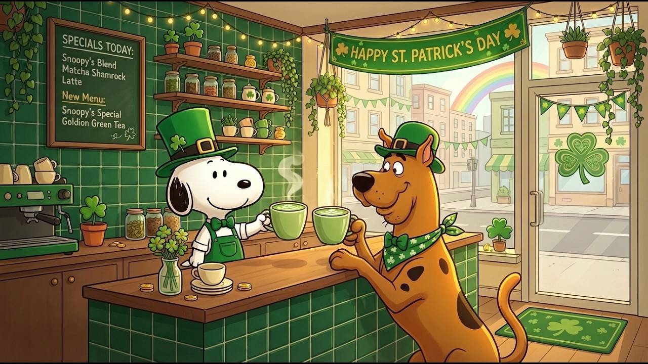 Snoopy’s St. Patrick Day ☘️ Smooth Jazz for Study During Cozy Afternoon Focus 🌈 Spring Café Vibes