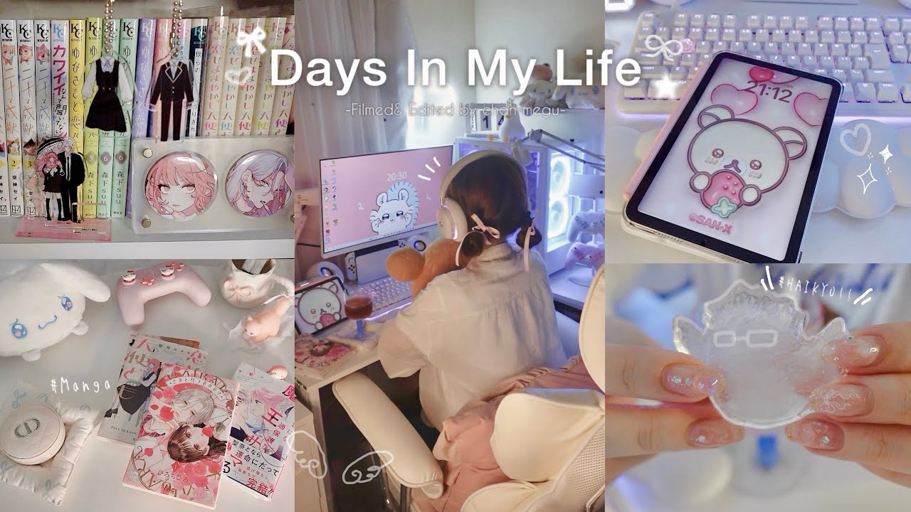 Vlog|自分の機嫌をとるオタク社会人の休日🥯オタ活、推し活のお金事情💸￤かわいいゲーミングデスク🌷￤漫画購入品紹介￤ハイキュー氷🧊グッズ飾り方🧸￤社会人のお部屋￤game vlog