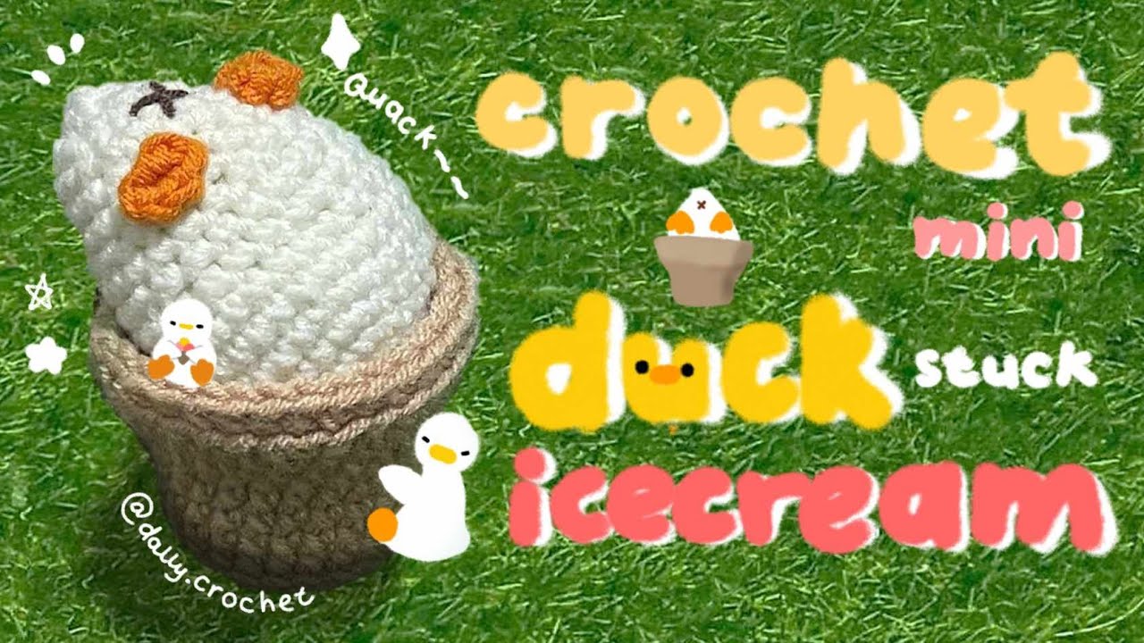Crochet Mini Duck Stuck In Ice Cream Cone 🦆🍦 | by 