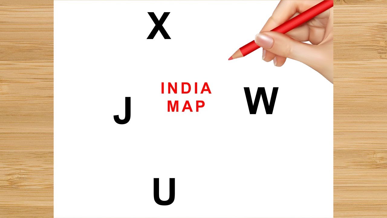 INDIA map outline drawing easy from letters - very easy india map drawing - republic day drawing