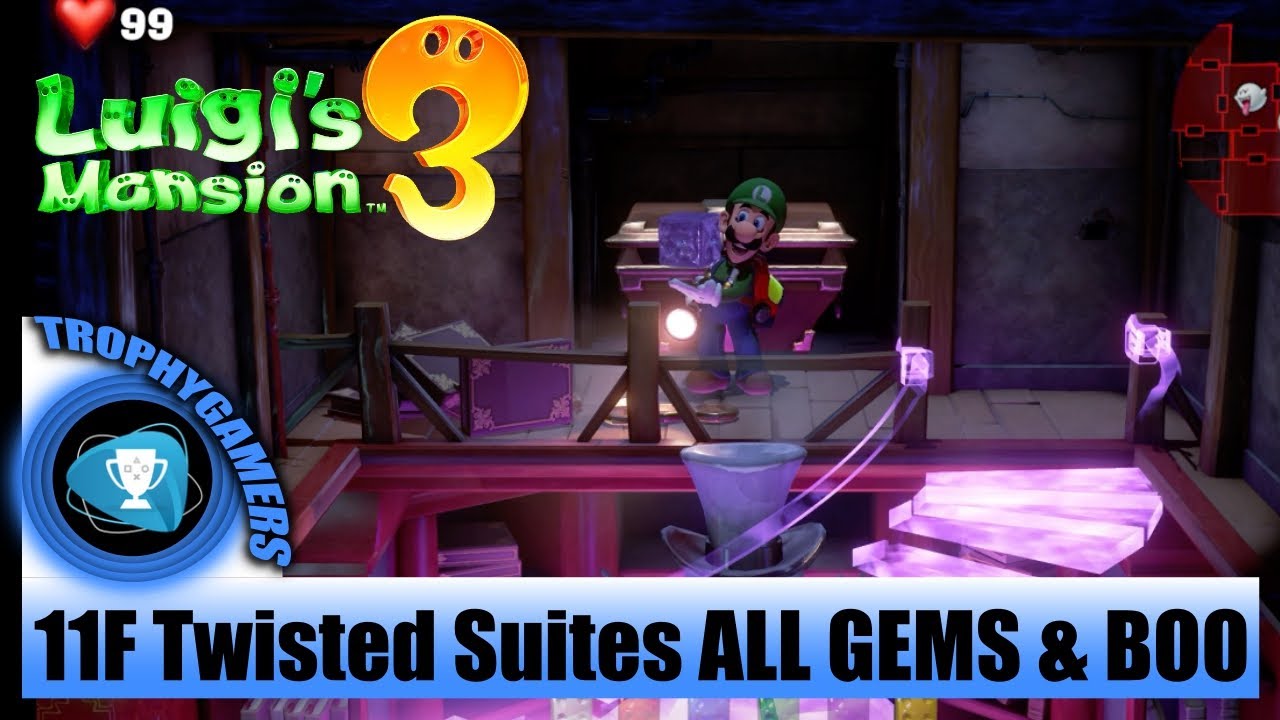 Luigi's Mansion 3 - ALL GEMS & BOO Location - 11F Twisted Suites