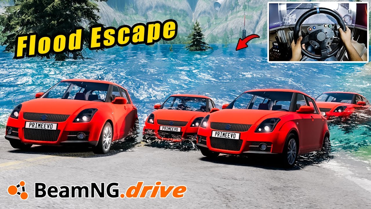 FLOOD ESCAPE Up a Mountain with INDIAN CAR in BeamNG Drive!