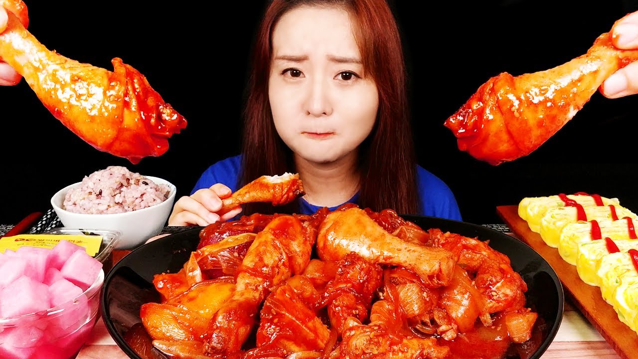 ASMR (JjimDak) тушеная острая курица с овощами | bokyoung MUKBANG