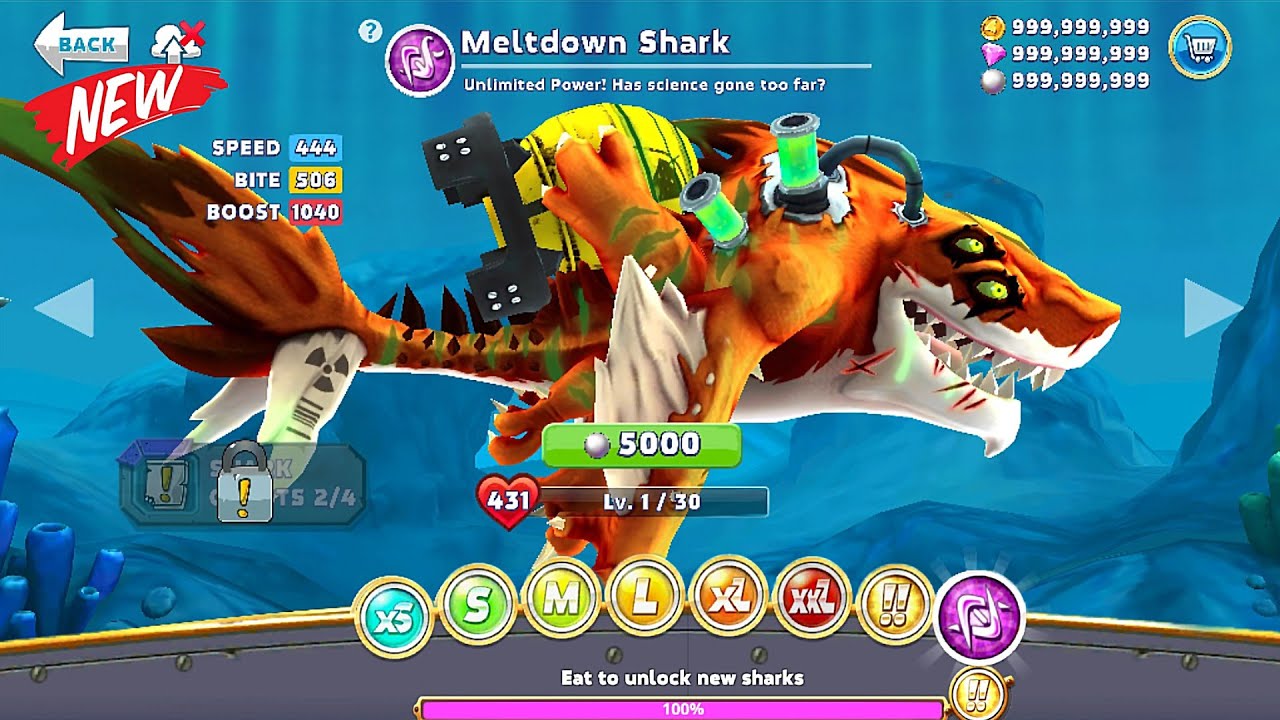 GIANT TITAN MELTDOWN SHARK UNLOCKED AND KILL ALL SHARK - BIG SHARK | HUNGRY SHARK WORLD