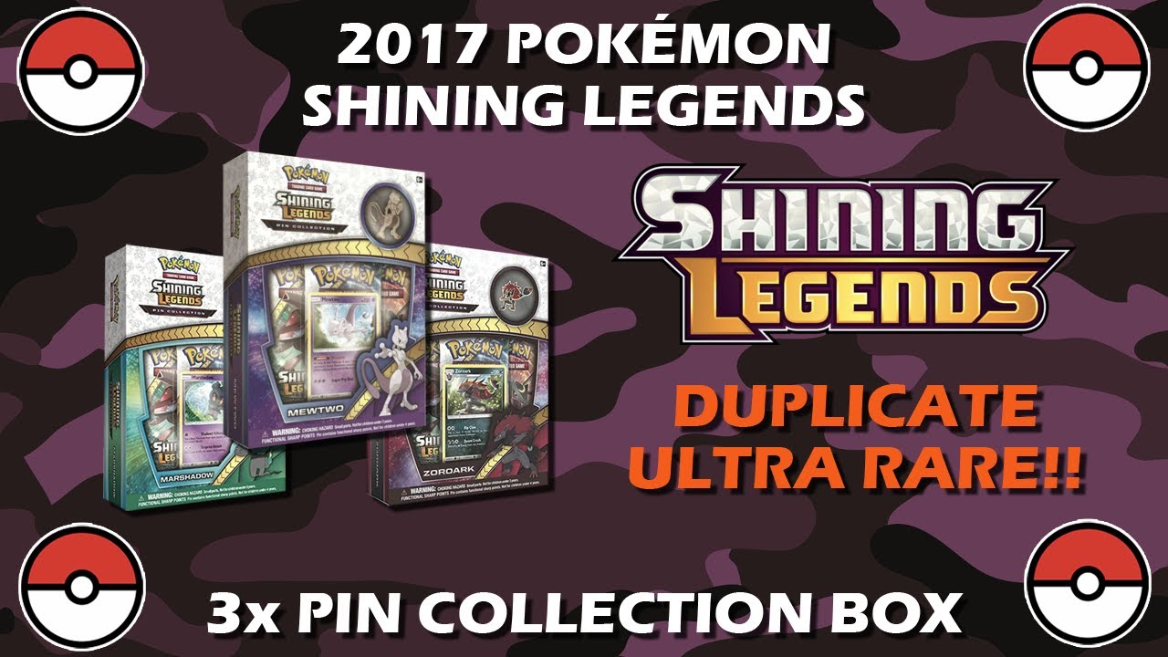 Duplicate Full Arts! 2017 Shining Legends 3x Pin Collection Box Opening Pokemon TCG