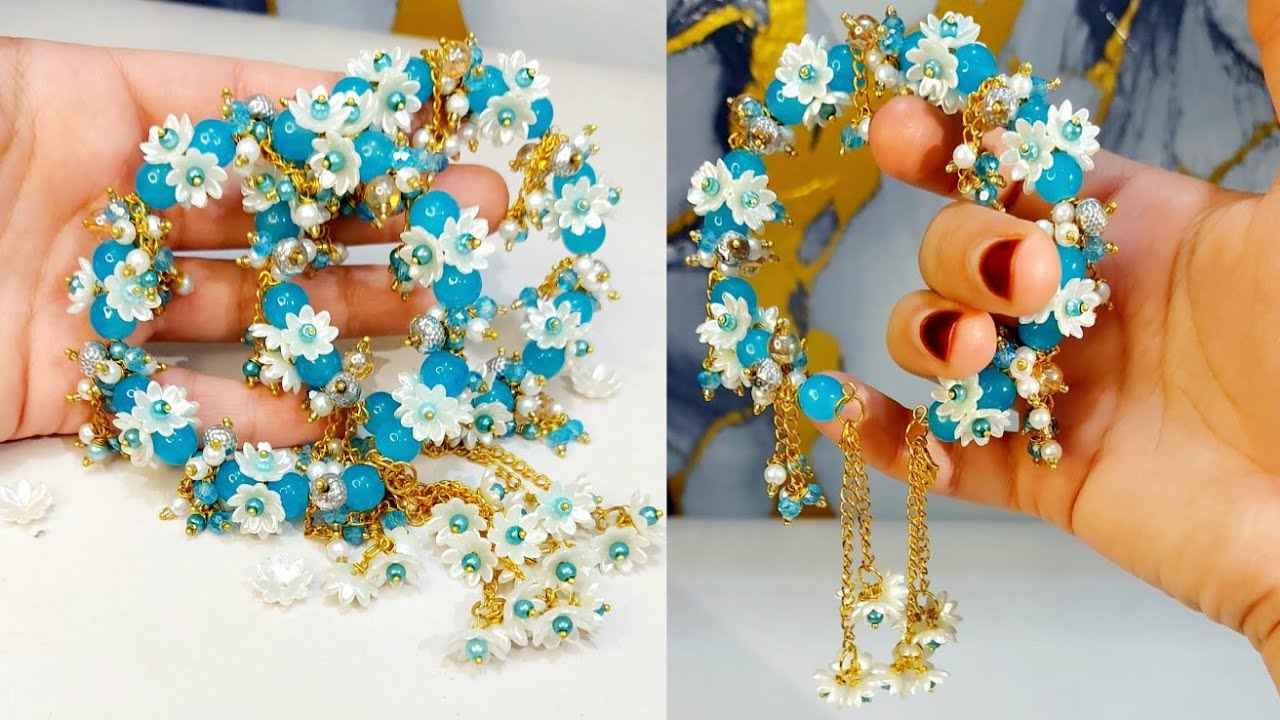 Gajra Bracelet Tutorial 🌸 | Easy Beaded Gajra Bracelet Making | Beautiful Flower Bracelet Design