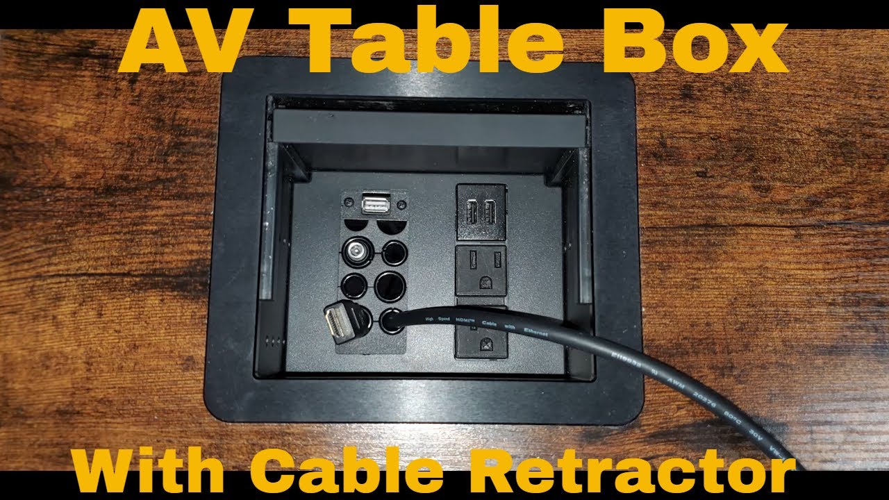 AV Table Box install Demonstration with cable retractor (Box By Legrand) TB672AUBK  TBCRHDMI