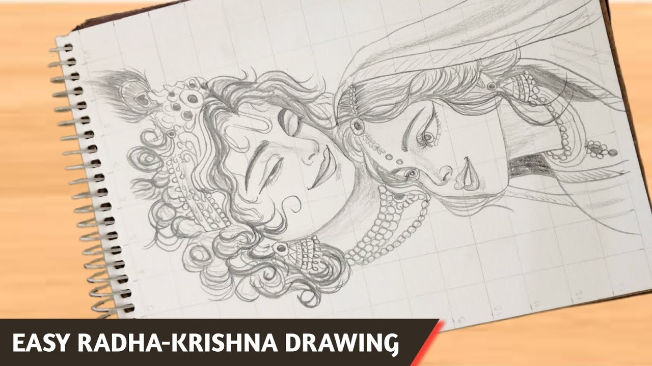 How to Draw Radha Krishna Easily,Shree Krishna & Radha Rani drawing,Detailed Pencil Sketch Tutorial