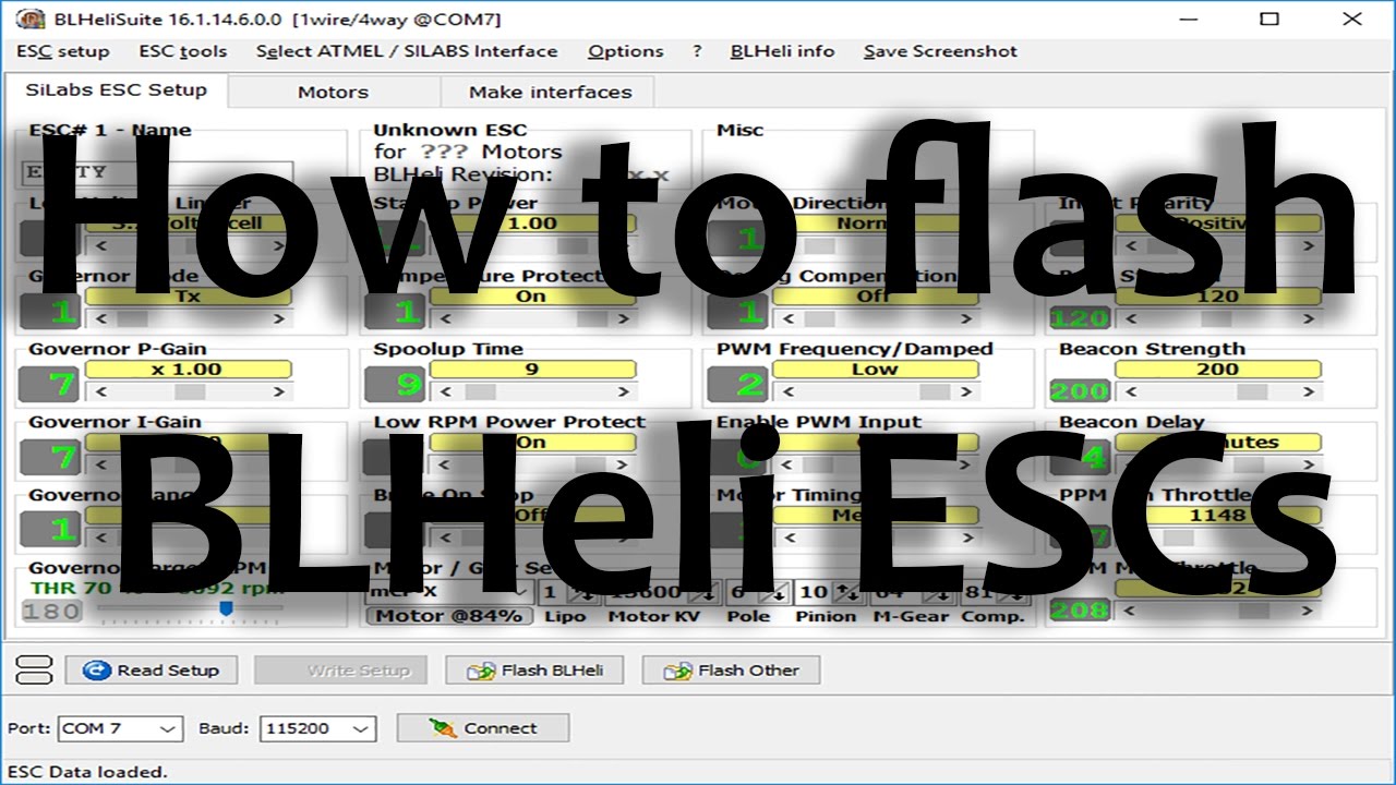 How to flash and setup BLHeli ESCs