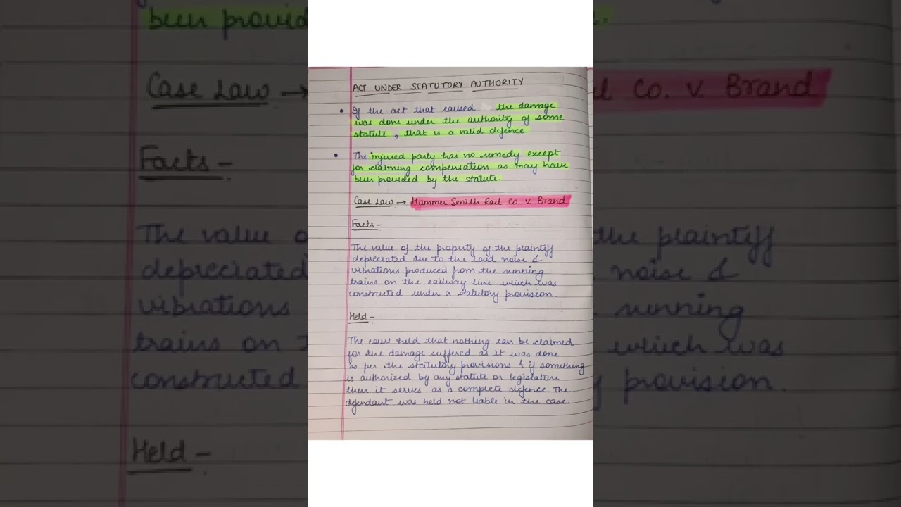Act Under Statutory Authority | General Defence In Tort 
